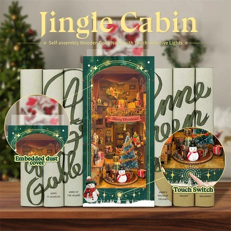 Merry Christmas DIY Wooden Boo - Diy Wooden Book Nook Kit Shelf Insert 评论和价格