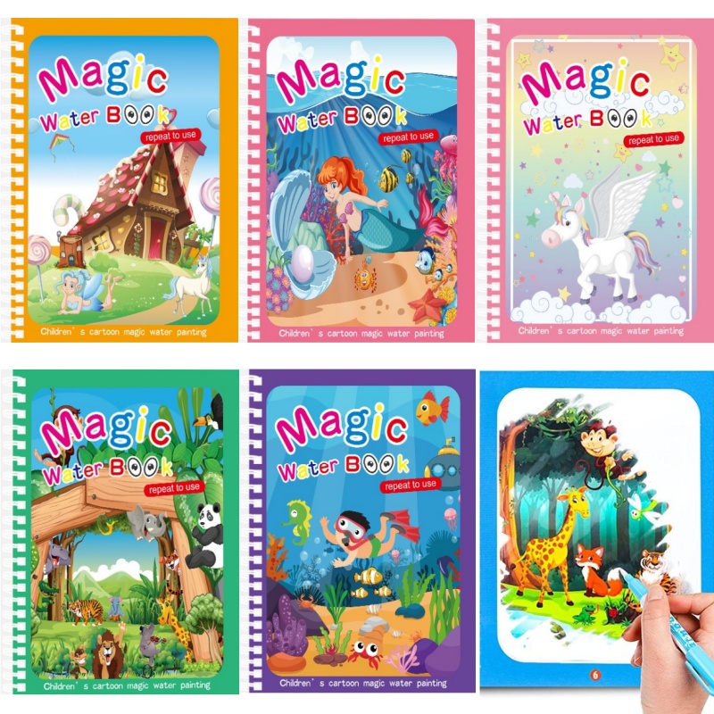 Magic Water Drawing Book Child - Reusable Water Magic Coloring Book 评论和价格